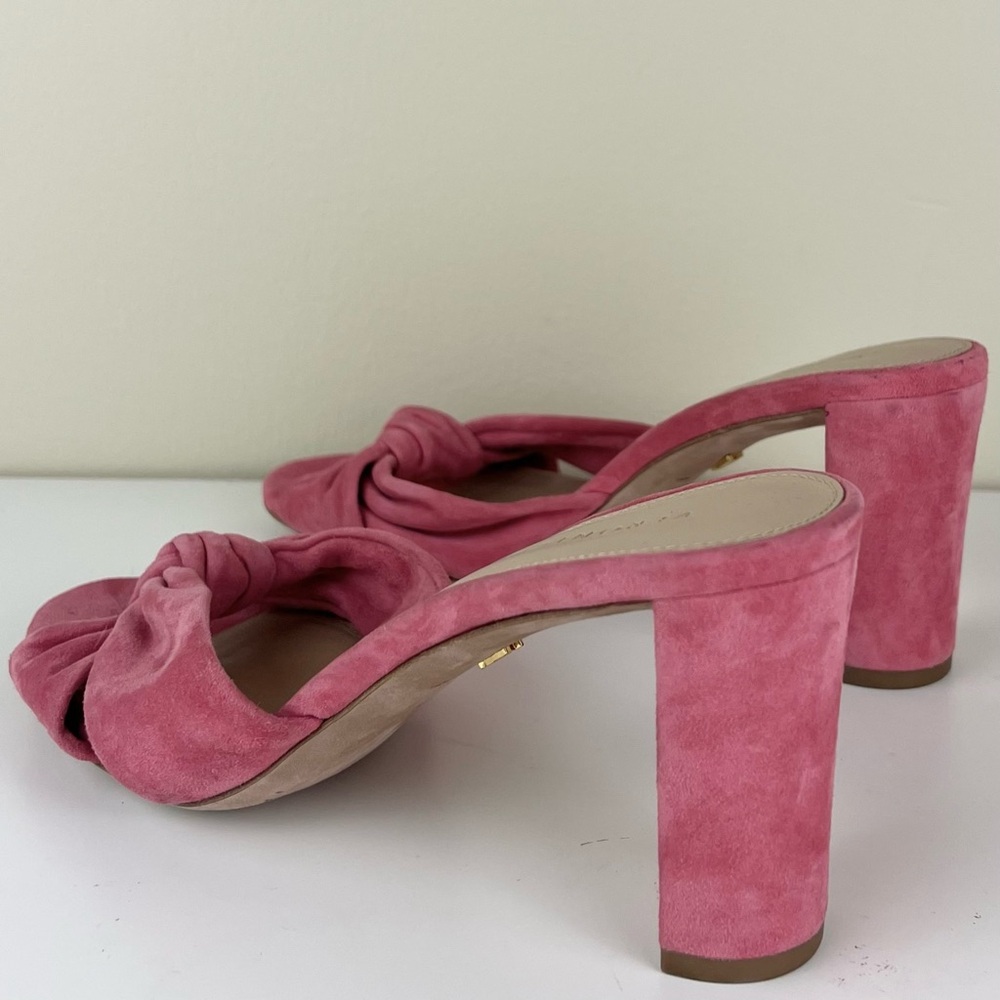 NEW VERONICA BEARD PINK SUEDE KNOT-FRONT SANDALS - Picture 6 of 13